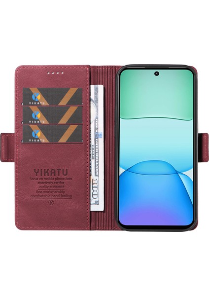 Yıkatu Xiaomi Redmi 13 5g/13 4g Kılıf Standı Cüzdan Telefon Deri Kapak-Şarap Kırmızı (Yurt Dışından) fiyatları