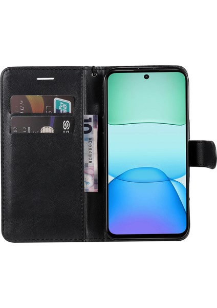 Deri Serisi Xiaomi Redmi 13 5g/13 4g Kılıf Pu Deri Cüzdan Standı Görünüm Telefon Kapağı-Siyah (Yurt Dışından) modelleri