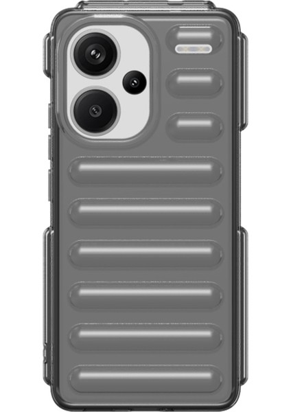 Kapsül Serisi Xiaomi Redmi Note 13 Pro+5g Kılıf Anti-Damla Nervürlü Tpu Telefon Kapağı-Şeffaf Gri (Yurt Dışından)