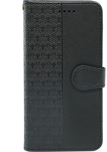 Xiaomi Poco F6 5g Kılıf Kübik Izgara Baskılı Pu Deri Telefon Kapağı-Siyah (Yurt Dışından) fiyatları
