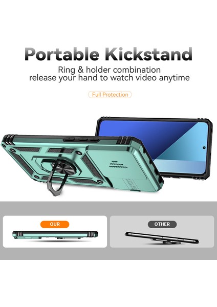Xiaomi Redmi Note 13 Pro 4g Kılıf Için Yükseltilmiş Lens Koruma Pc+Tpu Telefon Kapağı Kickstand-Siyahımsı Yeşil (Yurt Dışından) fiyatları