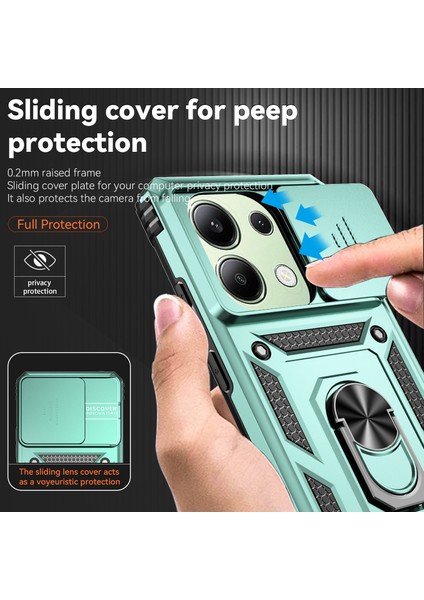 Xiaomi Redmi Note 13 Pro 4g Kılıf Için Yükseltilmiş Lens Koruma Pc+Tpu Telefon Kapağı Kickstand-Siyahımsı Yeşil (Yurt Dışından) indirimleri