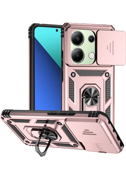 Xiaomi Redmi Note 13 Pro 4g Kılıf Için Yükseltilmiş Lens Koruma Pc + Tpu Telefon Kapağı Kickstand-Gül Altın (Yurt Dışından)