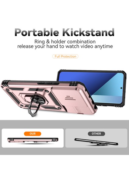 Xiaomi Redmi Note 13 Pro 4g Kılıf Için Yükseltilmiş Lens Koruma Pc + Tpu Telefon Kapağı Kickstand-Gül Altın (Yurt Dışından) fiyatları