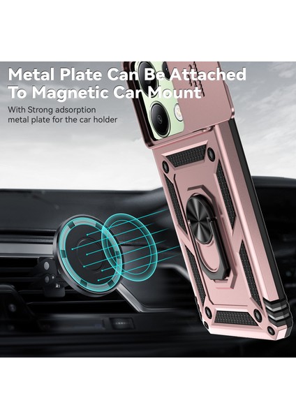 Xiaomi Redmi Note 13 Pro 4g Kılıf Için Yükseltilmiş Lens Koruma Pc + Tpu Telefon Kapağı Kickstand-Gül Altın (Yurt Dışından) modelleri