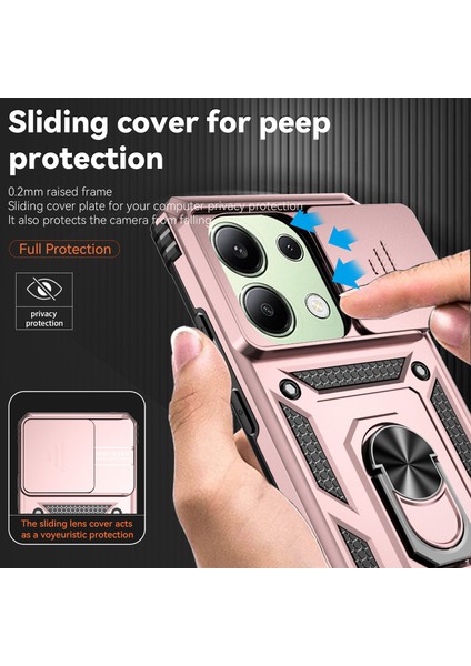 Xiaomi Redmi Note 13 Pro 4g Kılıf Için Yükseltilmiş Lens Koruma Pc + Tpu Telefon Kapağı Kickstand-Gül Altın (Yurt Dışından) indirimleri