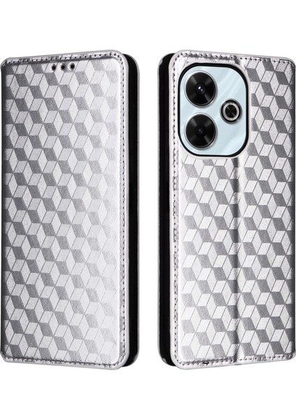 Xiaomi Redmi Için 13 5g/13 4g Kılıf Manyetik Kapatma Eşkenar Dörtgen Telefon Kapağı-Gümüş (Yurt Dışından)