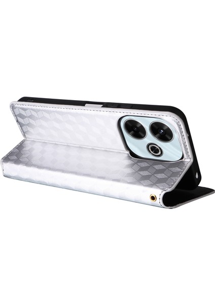 Xiaomi Redmi Için 13 5g/13 4g Kılıf Manyetik Kapatma Eşkenar Dörtgen Telefon Kapağı-Gümüş (Yurt Dışından) fırsatları