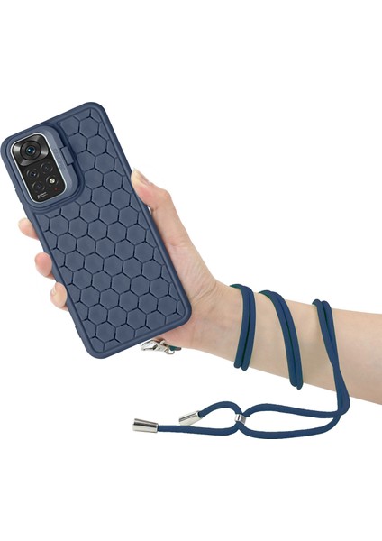 Xiaomi Redmi Note 11 Pro 4g (Mediatek)/note 11 Pro 5g (Qualcomm) Tpu Telefon Kılıfı, Kickstand + Kordon-Koyu Mavi Için (Yurt Dışından) modelleri