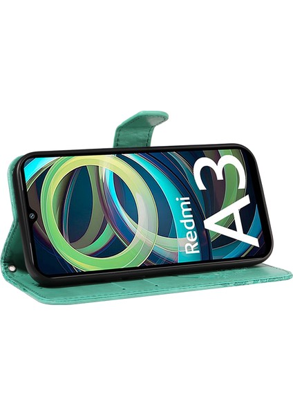 Xiaomi Redmi A3 Kılıf Swallowtail Çevirme Pu Deri Telefon Kapağı-Yeşil (Yurt Dışından) fırsatları