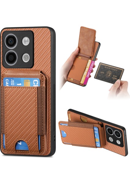 Xiaomi Poco X6 5g Kılıf Kart Tutucu Anti Drop Deri Arka Kapak-Kahverengi (Yurt Dışından)