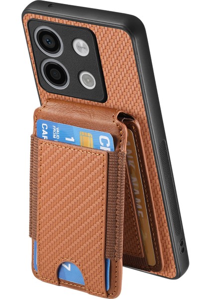 Xiaomi Poco X6 5g Kılıf Kart Tutucu Anti Drop Deri Arka Kapak-Kahverengi (Yurt Dışından) modelleri