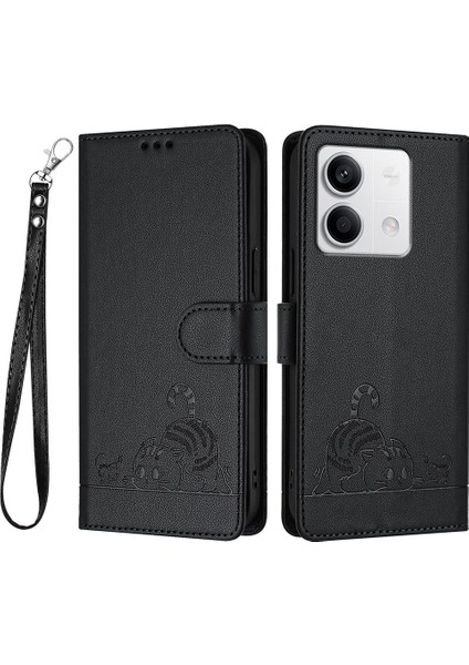 Yb Baskı Serisi-9 Xiaomi Redmi Note 13 5g Deri Kılıf Rfıd Engelleme Cüzdan-Siyah (Yurt Dışından)