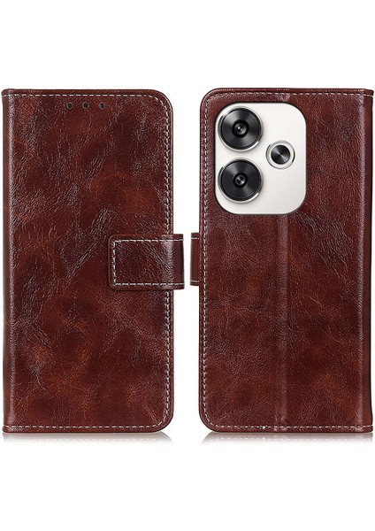 Xiaomi Poco F6 5g Kılıf Deri Cüzdan Telefon Kapağı Retro Crazy Horse Doku-Kahverengi (Yurt Dışından)
