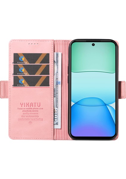 Yıkatu Xiaomi Redmi 13 5g/13 4g Kılıf Standı Cüzdan Telefon Deri Kapak-Pembe (Yurt Dışından)