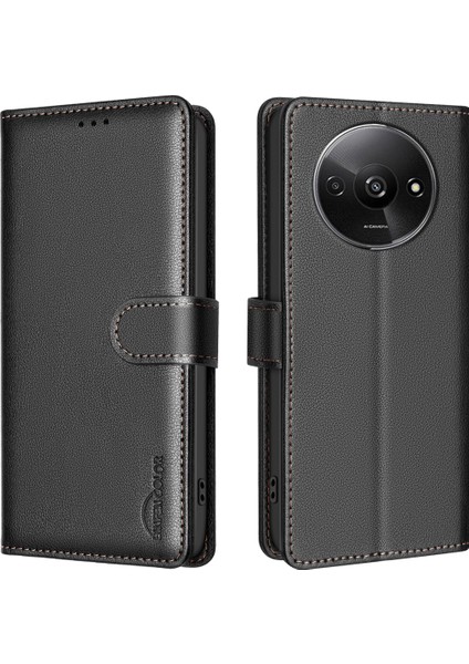 Bınfen Renk Xiaomi Redmi Için A3 Kılıf Anti-Drop Rfıd Engelleme Deri Telefon Kapağı-Siyah (Yurt Dışından)