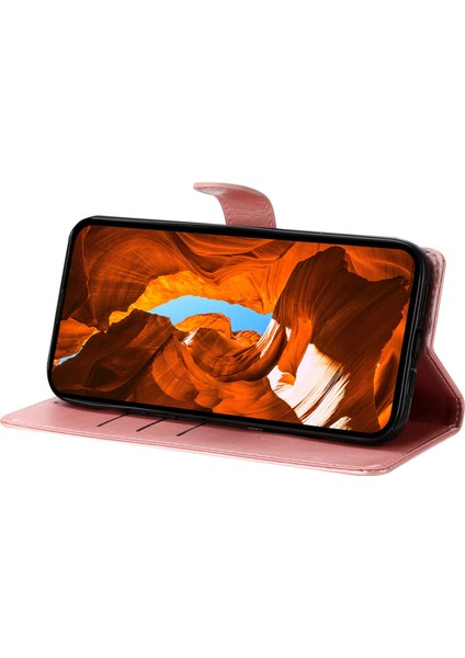 Xiaomi Redmi Için 13C 4g Telefon Kılıfı Çiçek Baskı Standı Deri Kapak-Gül Altın (Yurt Dışından) modelleri