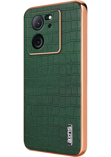 Azns Xiaomi Redmi K60 Ultra Kılıf Timsah Doku Galvanik Pu + Tpu Telefon Kapağı-Yeşil (Yurt Dışından)