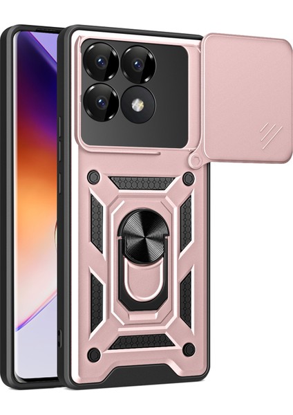 Xiaomi Poco F6 Pro 5g Kılıf Pc + Tpu Kickstand Telefon Kabuğu, Slayt Kamera Kapaklı-Gül Altın (Yurt Dışından)