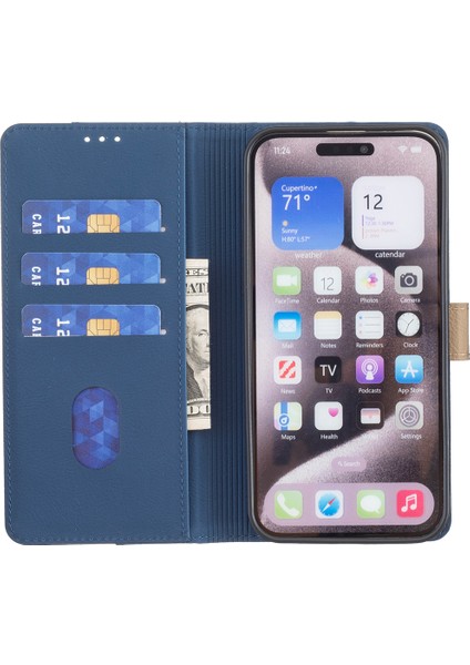 Bınfen Renk Xiaomi 13T Deri Kılıf Telefon Cüzdan Kapağı-Mavi (Yurt Dışından)