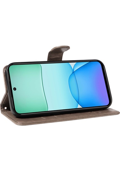 Xiaomi Redmi 13 5g/13 4g Kılıf Pu Deri Cüzdan Koruyucu Kapak Çiçek Baskılı-Gri (Yurt Dışından) fırsatları