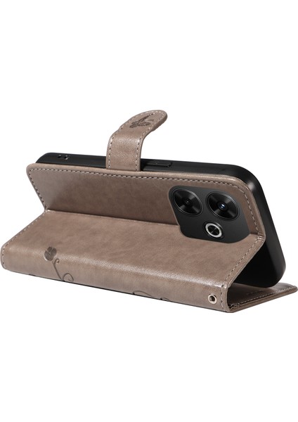 Xiaomi Redmi 13 5g/13 4g Kılıf Pu Deri Cüzdan Koruyucu Kapak Çiçek Baskılı-Gri (Yurt Dışından) indirimleri