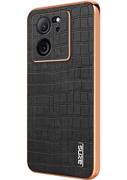 Azns Xiaomi Redmi K60 Ultra Kılıf Timsah Doku Galvanik Pu + Tpu Telefon Kapağı-Siyah (Yurt Dışından)