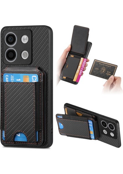 Xiaomi Poco X6 5g Kılıf Kart Tutucu Anti Drop Deri Arka Kapak-Siyah (Yurt Dışından)