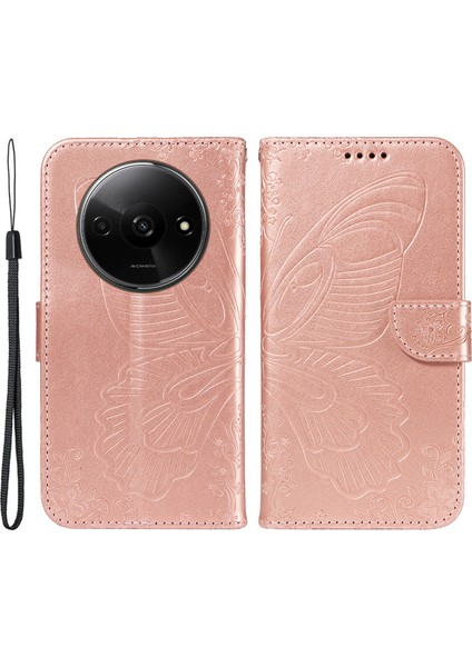Xiaomi Redmi Için A3 Kılıf Swallowtail Çevirme Pu Deri Telefon Kapağı-Gül Altın (Yurt Dışından)