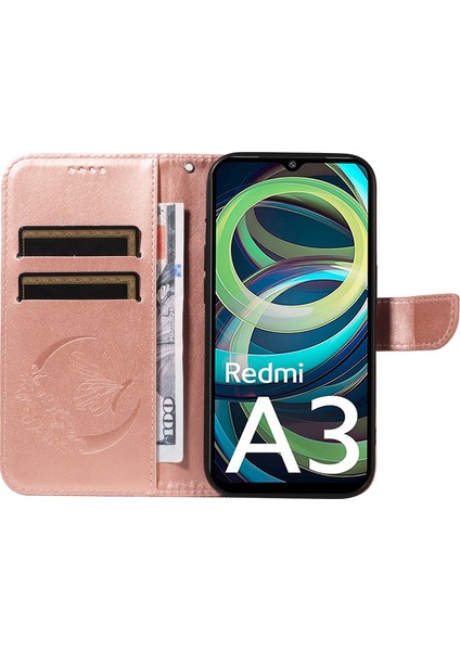 Xiaomi Redmi Için A3 Kılıf Swallowtail Çevirme Pu Deri Telefon Kapağı-Gül Altın (Yurt Dışından) modelleri