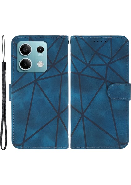 Xiaomi Redmi Note 13 5g Kılıf Deri Telefon Kapağı Baskılı Çizgi Desenli Tpu Iç Mavi (Yurt Dışından)