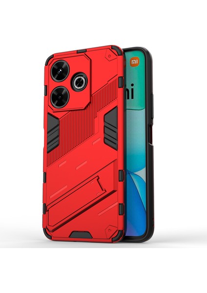 Xiaomi Redmi 13 5g/13 4g Kılıf Pc+Tpu Kickstand-Kırmızı ile Darbeye Dayanıklı Koruyucu Telefon Kapağı (Yurt Dışından)