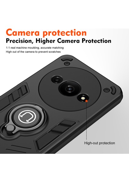 Xiaomi Redmi A3 Kılıf Anti-Drop Pc + Tpu Halka Kickstand Telefon Kapağı-Siyah (Yurt Dışından) modelleri