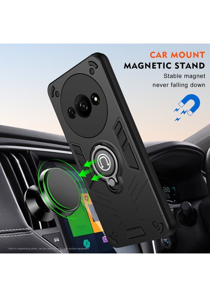 Xiaomi Redmi A3 Kılıf Anti-Drop Pc + Tpu Halka Kickstand Telefon Kapağı-Siyah (Yurt Dışından) indirimleri