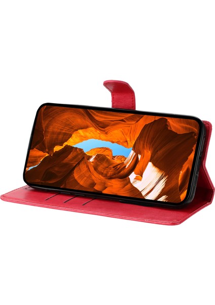 Xiaomi Redmi 13C 4g Telefon Kılıfı Için Çiçek Baskı Standı Deri Kapak-Kırmızı (Yurt Dışından) modelleri