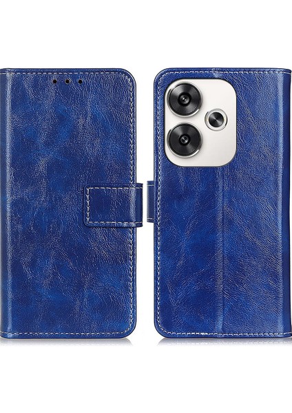 Xiaomi Poco F6 5g Kılıf Deri Cüzdan Telefon Kapağı Retro Crazy Horse Doku-Mavi Için (Yurt Dışından)