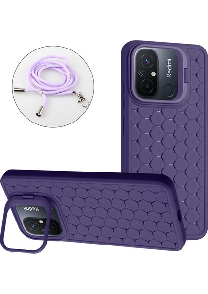 Xiaomi Redmi 12C 4g Cep Telefonu Kılıfı Tpu Telefon Kılıfı, Kickstand ve Kordon-Mor Için (Yurt Dışından)