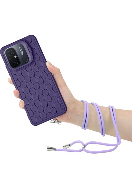Xiaomi Redmi 12C 4g Cep Telefonu Kılıfı Tpu Telefon Kılıfı, Kickstand ve Kordon-Mor Için (Yurt Dışından)