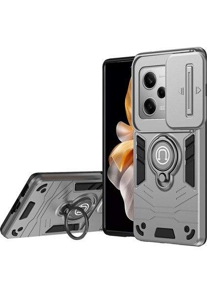 Xiaomi Redmi Note 12 Pro 5g Kılıf Slayt Lens Kapağı Tpu+Pc Telefon Kapağı-Gri (Yurt Dışından)