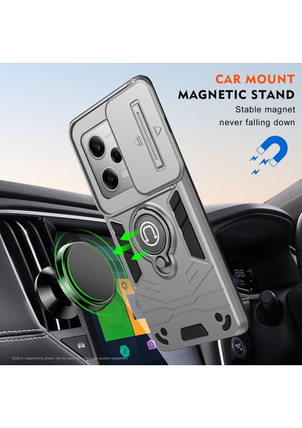 Xiaomi Redmi Note 12 Pro 5g Kılıf Slayt Lens Kapağı Tpu+Pc Telefon Kapağı-Gri (Yurt Dışından)
