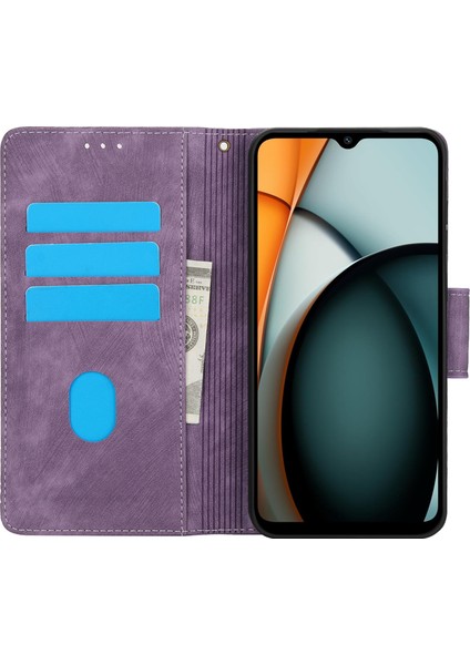 Xiaomi Redmi A3 Kılıf Bilek Kayışlı Pu Deri Telefon Kılıfı-Mor (Yurt Dışından) fiyatları