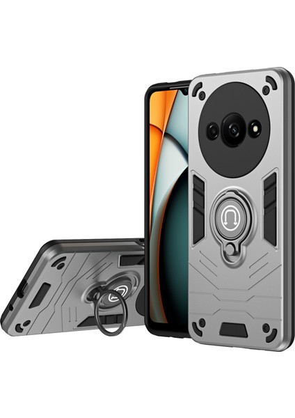 Xiaomi Redmi A3 Kılıf Anti-Drop Pc+Tpu Halka Kickstand Telefon Kapağı-Gri (Yurt Dışından)