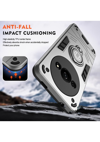 Xiaomi Redmi A3 Kılıf Anti-Drop Pc+Tpu Halka Kickstand Telefon Kapağı-Gri (Yurt Dışından) fırsatları