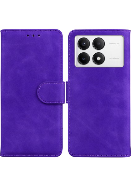 Xiaomi Poco F6 Pro 5g Telefon Kılıfı Düz ​​renk Deri Cüzdan Kapağı-Mor (Yurt Dışından)