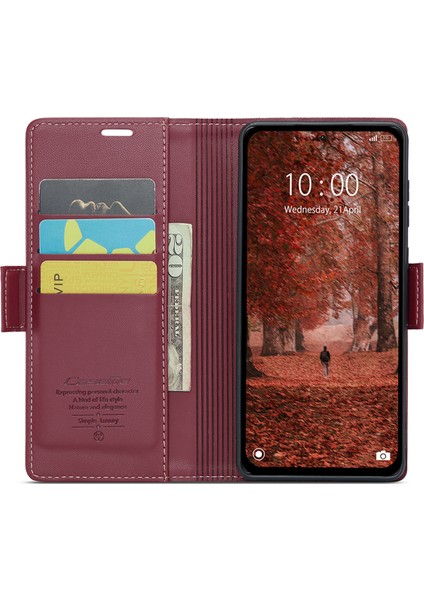 Caseme Xiaomi Redmi Note 13 5g Kılıf Deri Folyo Telefon Kapağı Rfıd Engelleme-Kırmızı (Yurt Dışından) modelleri
