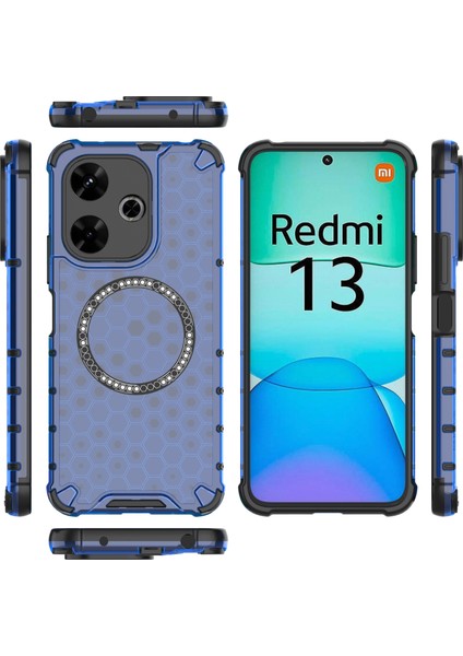Xiaomi Redmi 13 5g/4g Manyetik Kılıf Petek Tpu+Pc Telefon Kapağı Yastıklama Darbeye Dayanıklı-Mavi (Yurt Dışından) indirimleri