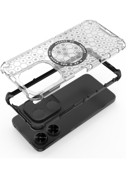 Xiaomi Redmi 13 5g/4g Manyetik Kılıf Petek Tpu+Pc Telefon Kapağı Yastıklama Darbeye Dayanıklı-Kırmızı (Yurt Dışından) fiyatları