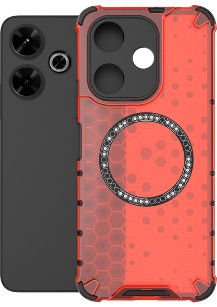 Xiaomi Redmi 13 5g/4g Manyetik Kılıf Petek Tpu+Pc Telefon Kapağı Yastıklama Darbeye Dayanıklı-Kırmızı (Yurt Dışından) fırsatları
