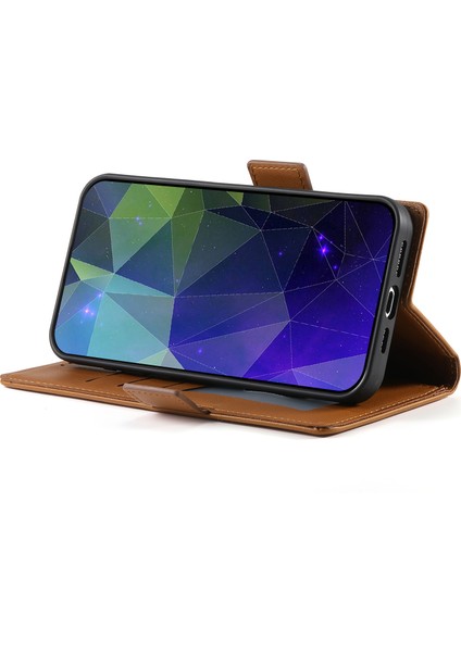 Xiaomi Poco M6 5g Kılıf Kart Tutucu Deri Standlı Telefon Kapağı-Kahverengi (Yurt Dışından)