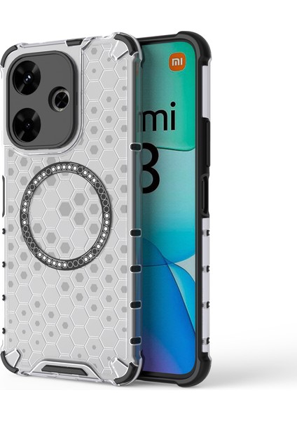 Xiaomi Redmi 13 5g/4g Manyetik Kılıf Petek Tpu + Pc Telefon Kapağı Yastıklama Darbeye Dayanıklı-Şeffaf (Yurt Dışından)